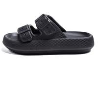 Goolecrimp Verano De Los Hombres De Las Mujeres Casual Antideslizante Cómodo Fondo Grueso Zapatillas De Moda Baño Piscina Junto Al Mar Al Aire Libre Pareja Zapatillas (Negro,38)