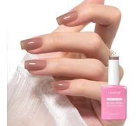 Goolich Esmalte de Gel Marrón Translúcido, 15ML Libre de HEMA y TPO, Esmalte de Gel Gelatina Marrón Transparente para Uñas que se Quita con Remojo, Diseño de Arte de Uñas con Luz UV LED