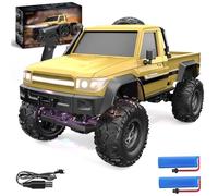 Goolsky 1:20 RC Car 2.4G - Camión teledirigido 4WD todoterreno con baterías duales, luces LED, velocidad de 20 km/h, para terreno múltiple (amarillo)