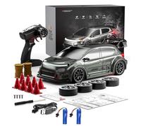 Goolsky 1/24 RC Drift Car 4WD RC Racing Car 2,4 GHz Vehículo teledirigido con neumáticos intercambiables, luces LED recargables 20 km/h+ para interior y exterior, Drift Racing (verde)