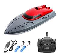 Goolsky Barco teledirigido 806 2.4G RC Barco Mando a distancia 20 km/h, juguete impermeable de alta velocidad, barco de carreras a prueba de vuelco, con casco estable, regalo para niños y adultos
