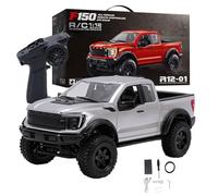 Goolsky Camión de recogida RC a escala 1:12 4WD con mando a distancia, control proporcional completo de 2,4 GHz, batería recargable de 1500 mAh, puertas abiertas (plata)
