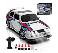 Goolsky Coche teledirigido a escala 1:43 de 2,4 GHz con luces LED, neumáticos intercambiables para Drift Racing y Display