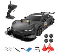 Goolsky - Coche teledirigido Drift, coche de deriva 1/16 2,4 GHz, 4 WD, neumáticos reemplazables, 4 ruedas motrices, coche de carreras, 7,4 V, 600 mAh, batería regalo para niño, adulto, color negro