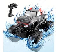 Goolsky D837 Anfibio Coche Teledirigido, Acrobacias Coche 1/16 2.4GHz 4WD 2 en 1 Barco Teledirigido Rotación de 360 Impermeable Todoterreno RC Truck Coches Teledirigidos Para Niños Adulto Regalos Rojo