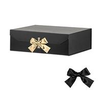 GoooodGift Caja de regalo extra grande negra de 16 x 14 x 5.3 pulgadas, caja de regalo con tapa de cierre magnético, caja de propuesta de padrino de boda, cajas de regalo plegables rectangulares para