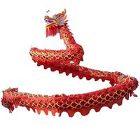 GOOPEEG Danza del Dragón Accesorios de danza del dragón chino para estudiantes, accesorios y león, cabeza folclórica Desfile, Celebración(Rot)