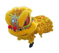 GOOPEEG Danza del Dragón Cabeza De Danza Del León, Festival Tradicional Chino, Actuación, Dragón Seda, Doble, Hecho A Mano Desfile, Celebración(Yellow)