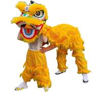GOOPEEG Danza del Dragón Danza Del León China De 9 Pulgadas, Año Nuevo Chino, Deportes Al Aire Libre, Disfraz Hecho A Mano, Doble Desfile, Celebración(Yellow)