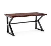 GOOPEEG Escritorio,Industrial Escritorio De Computadora Madera Maciza con Marco Hierro Forjado, Oficina, Grosor 4,7 Cm, Mesa Conferencia para El Hogar, Juego Mesa Ordenador Gaming(140x70x75cm)