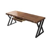 GOOPEEG Escritorio,Industrial Escritorio De Computadora Madera Maciza, Oficina Hierro Forjado con Cajón, Escritura para El Hogar, Mesa Juego, Grosor del 5 Cm Mesa Ordenador Gaming(120x60x75cm)