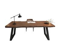 GOOPEEG Escritorio,Industrial Escritorio De Computadora Madera Maciza, Oficina, Mesa Conferencias, Estudio 5 Cm Grosor, Marco Hierro Forjado Mesa Ordenador Gaming(180x80x75cm)