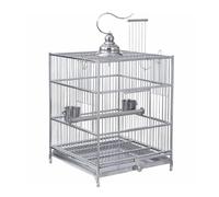 GOOPEEG Jaula de pájaros, Jaula para Cacatúas De Acero Inoxidable, Casa para Mascotas, Cacatúa, Tipo Cajonera, Jaula Cuadrada De Metal para Pájaros con 2 Tazones De Comida Perchas de Descanso