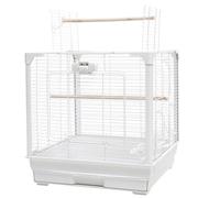 GOOPEEG Jaula de pájaros, Jaula para Pájaros De Hierro Forjado, Jaulas De Plástico para Vuelo De Pájaros con Bandeja Inferior, Jaula para Loros para Periquitos Y Agapornis Perchas de Descanso(White)