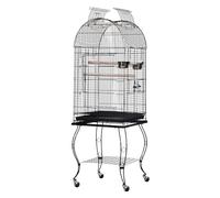 GOOPEEG Jaula de pájaros, Jaula para Pájaros De Metal con Soporte Y Ruedas Jaula Grande con Bandeja Extraíble 4 Puertas Y 2 Comederos para Loros Guacamayos Perchas de Descanso