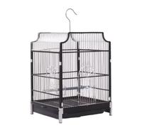 GOOPEEG Jaula de pájaros, Jaula para Pájaros Decorativa, Jaula para Pájaros Colgante, Jaulas para Pájaros De Metal Y Plástico, Portador De Pájaros para Casa Perchas de Descanso(Black)
