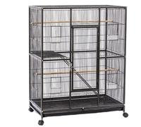 GOOPEEG Jaula de pájaros, Jaula para Pájaros Grande, Jaula De Vuelo para Pájaros De Metal con Ruedas, Jaula para Loros para Animales Domésticos Pequeños Perchas de Descanso