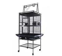 GOOPEEG Jaula de pájaros, Jaulas Grandes para Pájaros, Jaula para Loros, Jaula De Animales De Metal De Vuelo Amplio para Periquitos, Periquitos, con Ruedas con Soporte Rodante Perchas de Descanso