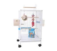 GOOPEEG Jaula de pájaros, Jaulas para Pájaros De Hierro Forjado, Jaula De Vuelo Grande con Soporte, Jaula para Pájaros para Mascotas, Balcón Familiar Al Aire Libre Perchas de Descanso(White)