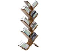 GOOPEEG Librería,Estantería Moderna, Estante Derecho En Forma De Árbol del Almacenamiento Libros Piso Bambú para El Exhibición Casero Dormitorio(8 Tier)