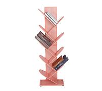 GOOPEEG Librería,Estantería Moderna, Estantería con gabinete de árbol 9 Niveles Estante Almacenamiento Compacto Rejilla Metal pie Libros Espacio pequeño Shees Rack Dormitorio(Pink)