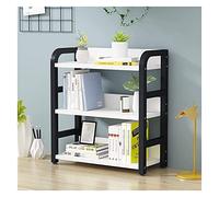 GOOPEEG Librería,Estantería Moderna, Estantería con Gabinete De Escritorio 3 Niveles Marco Metal Estante Almacenamiento Exhibición Gran Capacidad Organizador Decoración Dormitorio(C,80 * 20 * 65cm)