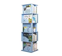 GOOPEEG Librería,Estantería Moderna, Estantería Creativa De Madera Y Plástico 5 Niveles, Giratoria 360 Grados, Esquina Simple, Organizador, Estantes para El Hogar Dormitorio(Blue)