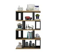 GOOPEEG Librería,Estantería Moderna, Estantería De 4 Niveles En Forma S, Rectangular Creativa para Oficina, Estante Almacenamiento Hierro Forjado, Vitrina para Sala Estar Dormitorio