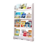 GOOPEEG Librería,Estantería Moderna, Estantería De 4 Niveles, Madera Maciza, Colección Libros, Alrededor 150 Volúmenes, Estante Soporte Natural Verdadero Dormitorio(White)
