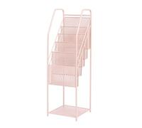 GOOPEEG Librería,Estantería Moderna, Estantería De Hierro Forjado, Suelo Nórdico, Estante Libros Esquina para Sala Estar, Estantes para Y Revistas Modernos Sencillos Dormitorio(Pink)