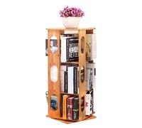GOOPEEG Librería,Estantería Moderna, Estantería Giratoria De 360°, Estante para Libros Derecho Bambú, para, Almacenamiento Dormitorio(3 Tier)