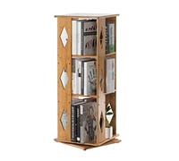 GOOPEEG Librería,Estantería Moderna, Estantería Giratoria De 360 Grados, Bambú Simple para Estudiantes Suelo Multicapa para Decoración Hogar Y Oficina Dormitorio(3 Tiers)