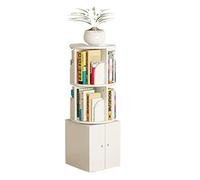 GOOPEEG Librería,Estantería Moderna, Estantería Giratoria De 360 Grados con Estanterías Gabinete, Sencilla para Ahorro Espacio En El Hogar, Creativa para Estudiantes Dormitorio(White,2 Tiers)