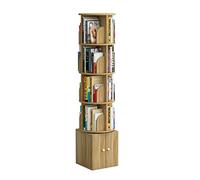 GOOPEEG Librería,Estantería Moderna, Estantería Giratoria De 360 Grados con Estanterías Gabinete, Sencilla para Ahorro Espacio En El Hogar, Creativa para Estudiantes Dormitorio(Light Walnut,4 Tiers)