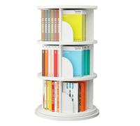 GOOPEEG Librería,Estantería Moderna, Estantería Giratoria para Libros De 3 Niveles Estante Exhibición para Pie para Sala Estar Oficina Dormitorio(White)