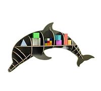 GOOPEEG Librería,Estantería Moderna, Estantería Montada En La Pared Que Cuelga Simple De Delfines Exhibición para El Hogar Y Oficina Dormitorio(Black,118 * 15 * 56cm)