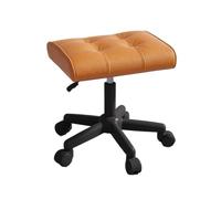 GOOPEEG Otomano Taburete Reposapiés De Altura Ajustable con Tapizado Cuero Y Cojín Grueso Reposapies Sofa(Oranje)