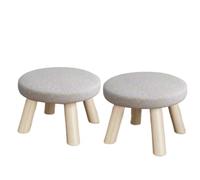 GOOPEEG Otomano Taburete Reposapiés De Madera Maciza 2 Piezas con Asiento Tela Lavable Y Múltiples Usos Reposapies Sofa(Gray)