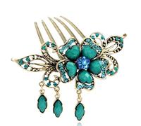 GOOPEEG Peines para el Pelo de Novia, Accesorios para El Peine del Lado del Pelo De Las Mujeres con Borla Clips Decorativos Retro del Peine del Pelo Rhinestone Boda Fiesta Velada(C)