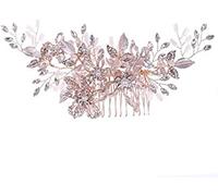 GOOPEEG Peines para el Pelo de Novia, Corona De Joyería para El Cabello para Mujer, Peinetas De Boda con Diamantes De Imitación Dorados, Accesorios para El Cabello para Novia Boda Fiesta Velada