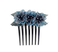GOOPEEG Peines para el Pelo de Novia, Peine Lateral para El Cabello con Flor De Rosa Boda Fiesta Velada(Blue)