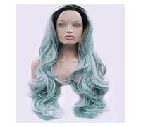 GOOPEEG Peluca de Cabaret Peluca Con Malla Frontal Azul Pastel Para Mujer Color Azul Claro Ondulado Largo Hielo, Peluca Suave Con Línea De Cabello Realista Resistente Al Calor Pelucas Disfraz