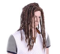GOOPEEG Pelucas Cosplay Peluca masculina larga Dreadlock Peluca, Rizado Roll Twist Trenzas Peluca, Pelucas Africanas Americanas (Marrón) Peluca para Fiesta Diaria