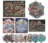 Goorder 12 Pièces 3D House Sticker Scene Kit, Autocollant Scene, Sticker Therapy, Stress Relief Autocollant Scene, 2+1 Versión Avanzada, 12 DIY Miniature House, pour Adulte Enfants Adolescent