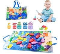 Goorder Juego de pesca de tela para niños de 1 año Montessori Baby apilable, juguetes sensoriales educativos de 1, 2, 3 años, juguetes de peces, regalos para bebés de 6 a 12 meses