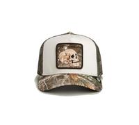 Goorin Bros Gorra Trucker Cancelled con Diseño de Calavera, Visera Camuflaje Realtree, Malla Verde Oliva, Frente Blanco
