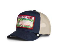 Goorin Bros. Gorra Trucker Livin' The Dream Greener Grass The Farm, Azul Marino con Parche de Cerdo, Malla Beige