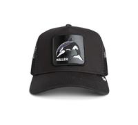 Goorin Bros. Gorra Killer Trucker – malla con parche Orca – Talla 55-60 negro/blanco