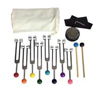 Goorvoucs Juego de tenedores de afinación de chakras para curación, tenedores de afinación con activador de horquilla de afinación para curación, terapia de sonido, mantiene el cuerpo