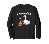 Goose Marshmallow Camping Humor Pun Manga Larga